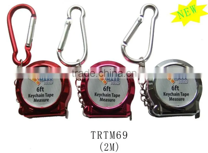 Hot design carabiner 2m uv chromed measuring tape ruler