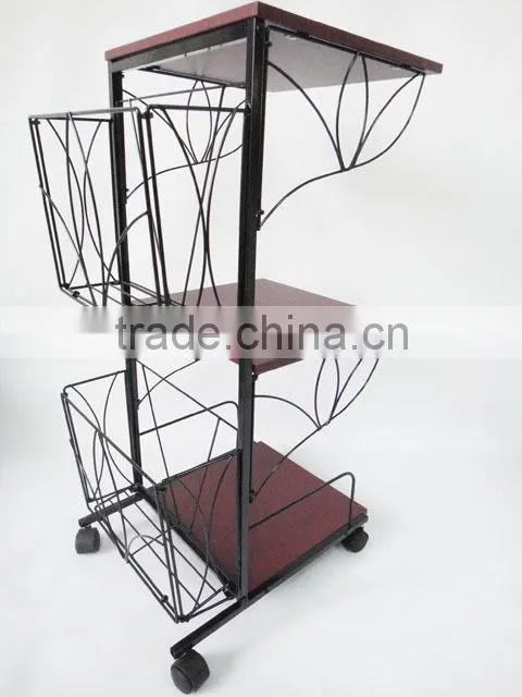 Multi-Function 3 tiers Removable sofa side table Rolling magazine table