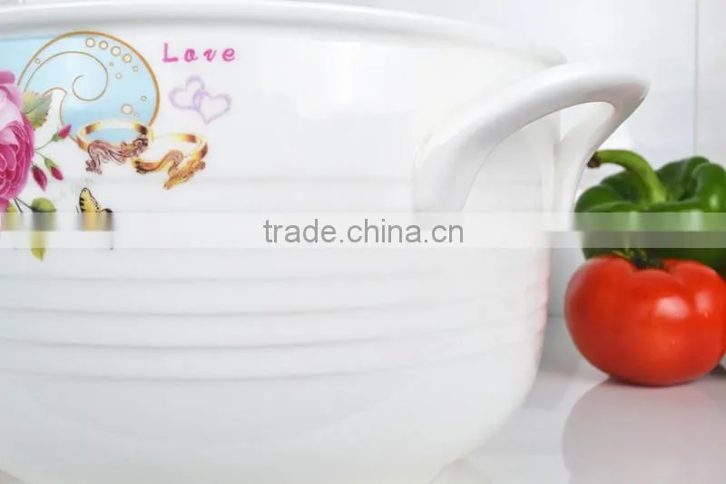 8"Porcelain saucepot suitable for microwave with glass lid
