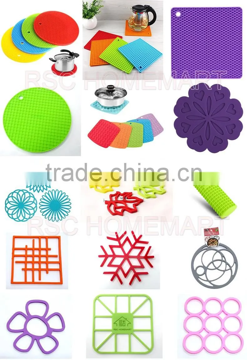 High heat resistant Food grade round shaped silicone pot holders mat for promotion gift