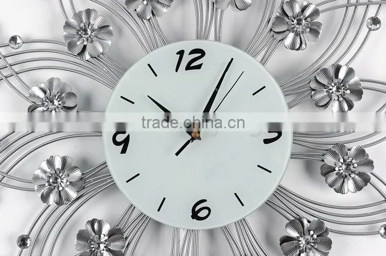 Metal wall clock with flower digital clock