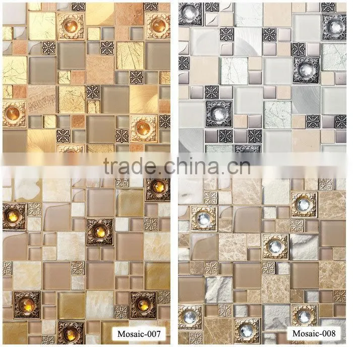 Waterjet deep green color marble stone mosaic tile