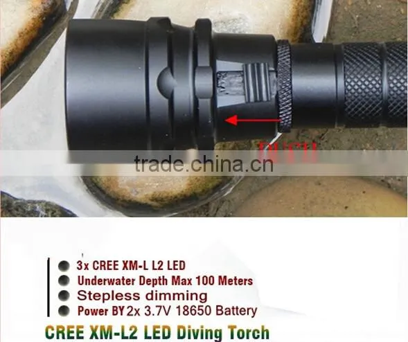 3000 Lumen 3x cree XM-L T6 LED Underwater 100M Scuba Diving led Flashlight