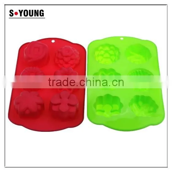11031 Six flower shaped promotional gift silicone cake mold