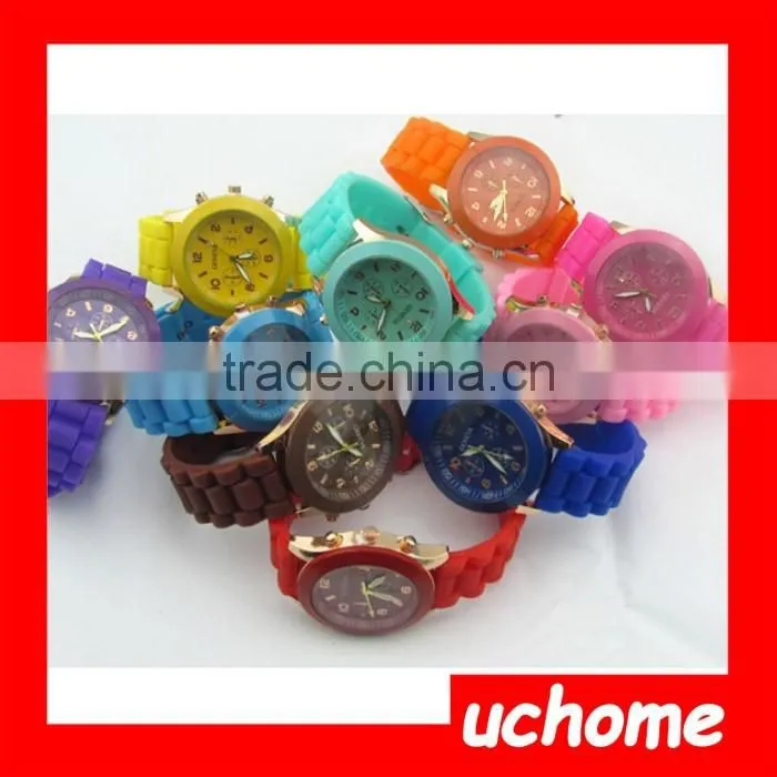 UCHOME Fashion Women's Geneva Silicone Jelly Gel Quartz Analog Wrist Watch China Cheaper Watches