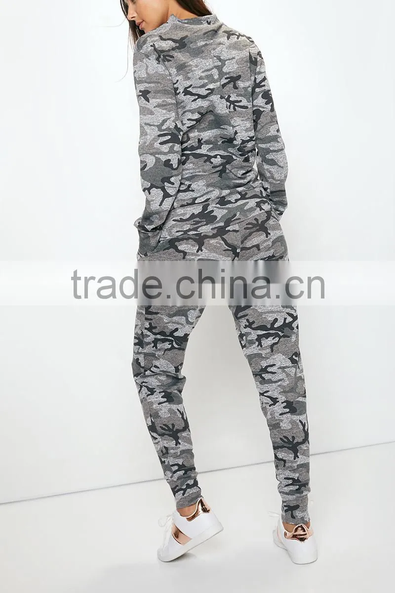 Track Suit China Factory Slim Fit Camo Print Design Long Sleeve Hoodie Football Training Sets Women Summer Tracksuits