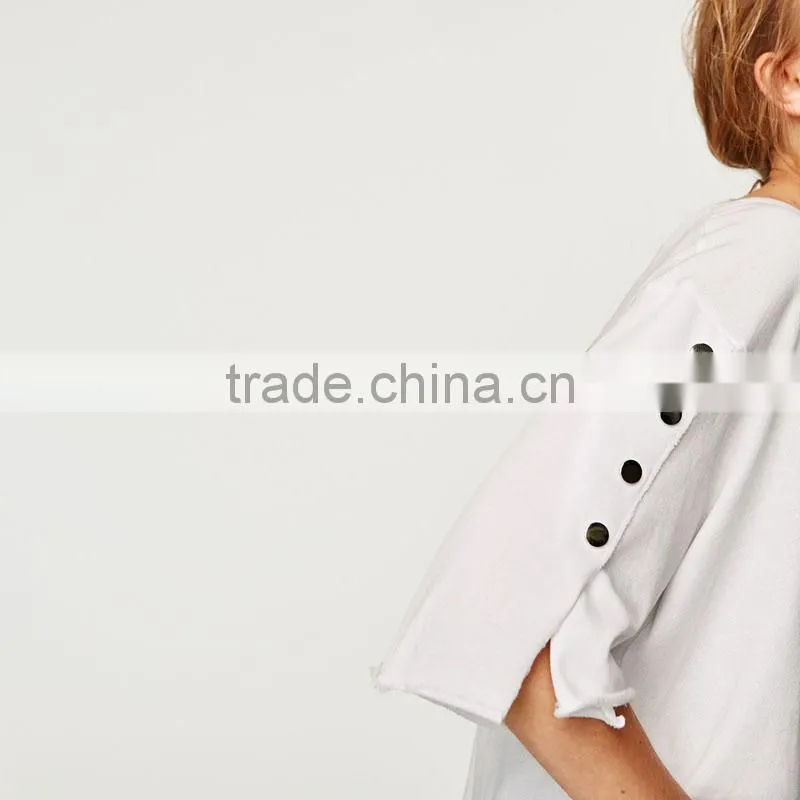Wholesale Women Custom Top Casual Woman Hollow Buckle T-Shirt China Supplier