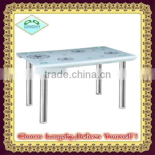 2014 hot selling high quality Modern beautiful tempered glass dining tables