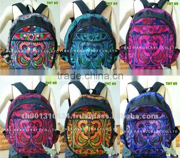 Embroidered HMONG HILL TRIBE Backpack School Bag Travel Bag Unisex Bag