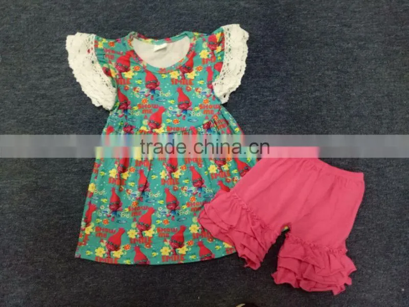 wholesale baby girls mustard pie clothing sets with ruffle