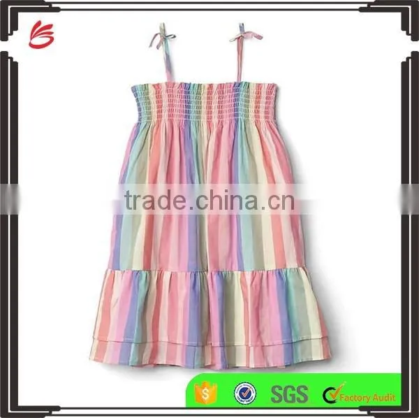 Baby clothes 2017 smocked custom baby clothing Wholesale summer kids girl stripe tier smock dress