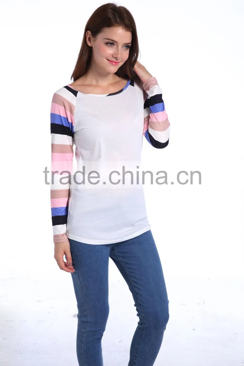 Fashion Patchwork Knit Autumn Long Sleeve Blouse Manufacture Wholesale Women Fashion Apparel 2017