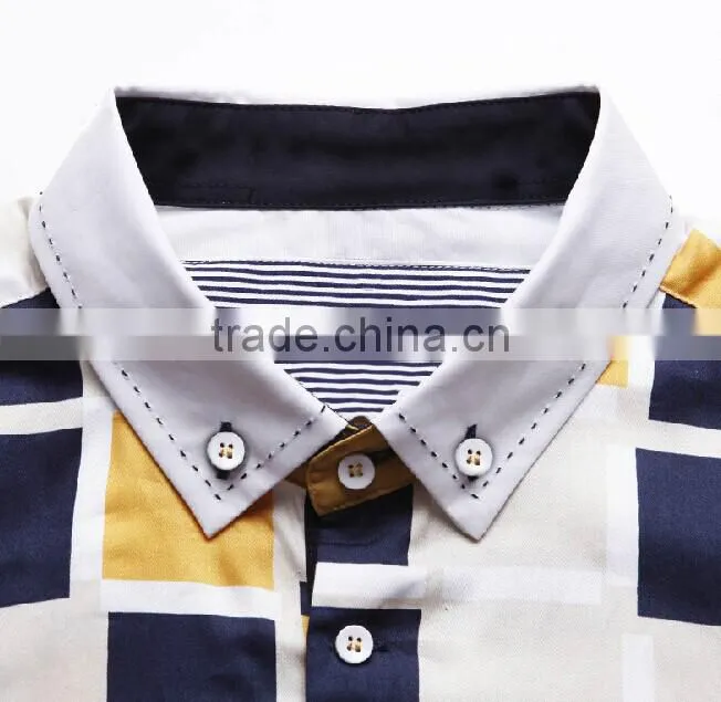 Men's new model t shirts fancy plaid design custom t-shirts