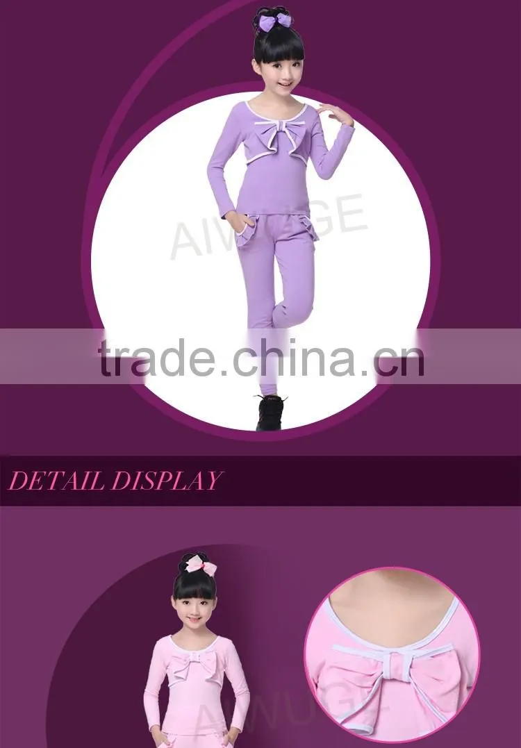New Spring Autumn Girls Bowknot Long Sleeve Sweatshirt Hoodies & Pants Trendy Tracksuits Children Gymnastics/Sport Suits