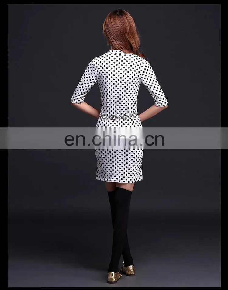 T-5112 Sexy slim black and white round dot women belly dance skirt