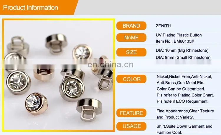 UV Plating Rhinestone Shank Button BA60135