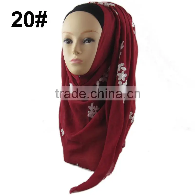 Fashion viscose 180*70cm embroid muslim LONG scarf islamic HEADSCARF
