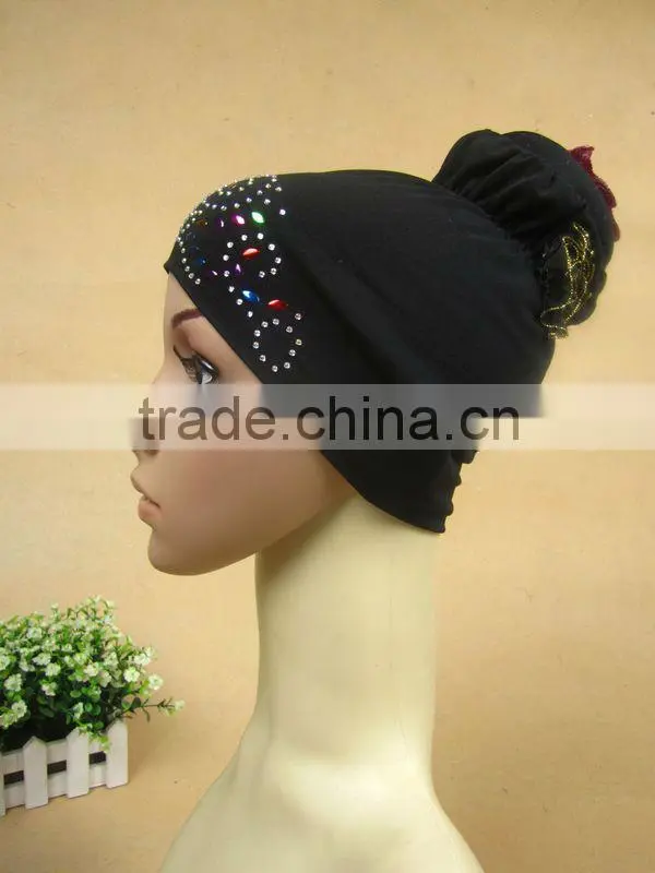 A523 fashion flower islamic hijab cap,muslim hejab hat