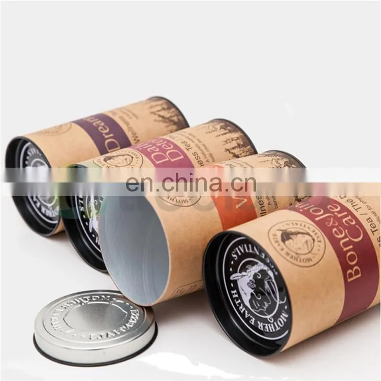 Custom Printing Brown Kraft Paper Cylinder Box for Packaging