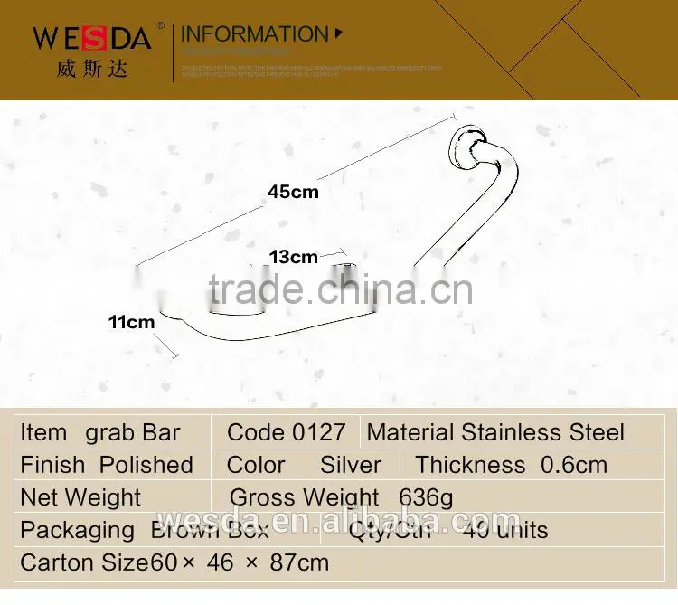 2015 Wesda Steel Bathroom handicap toilet grab bars 0127