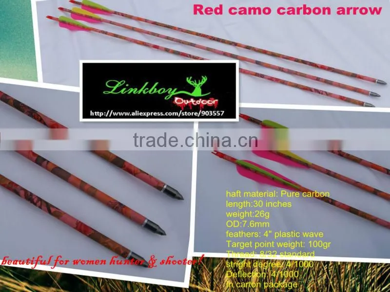 Archery hunting equipment red CAMO Pure carbon arrow 78cm