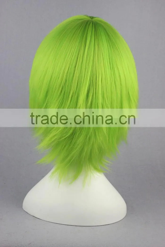 High Quality 35cm Short Straight GUN DAM Ribbons Almark Light Green wig Cosplay Synthetic Anime Wig Cosplay Hair Wigs
