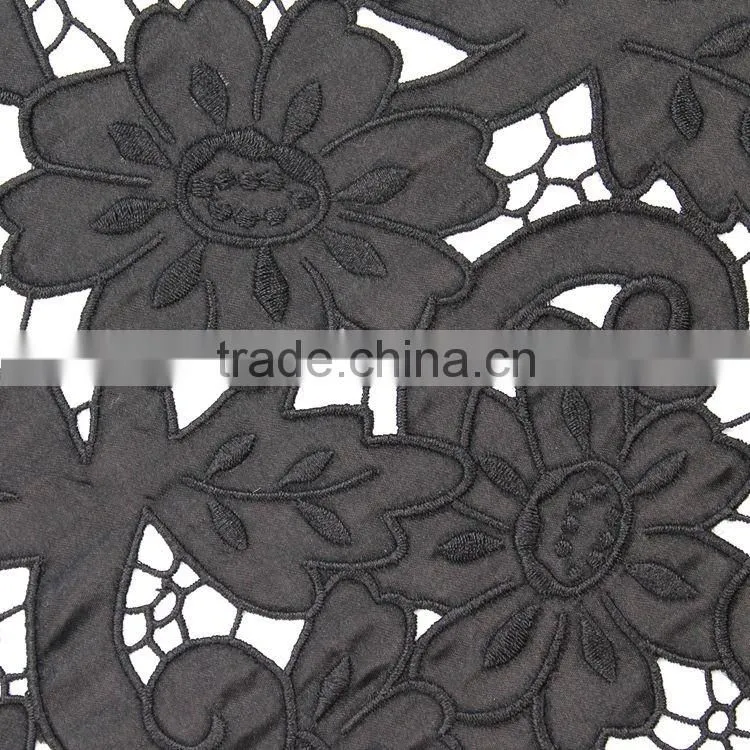 Factory direct sale water soluble chemical printing 100%polyester guipure lace design embroidery