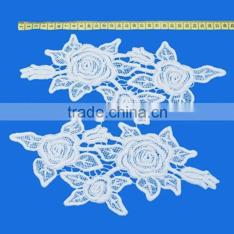 Promotion Wholesale Custom 2pieces per set Crochet embroidery neckline designs Shoulder Applique