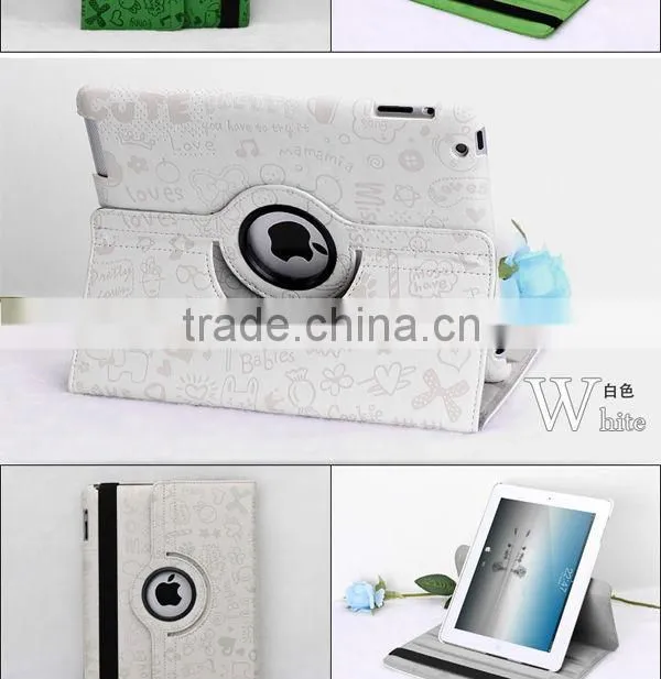 360 degree rotate for ipad case, for ipad 4 case with stand