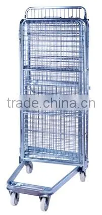 Logistics foldable metal wire mesh roll cage cart for sale