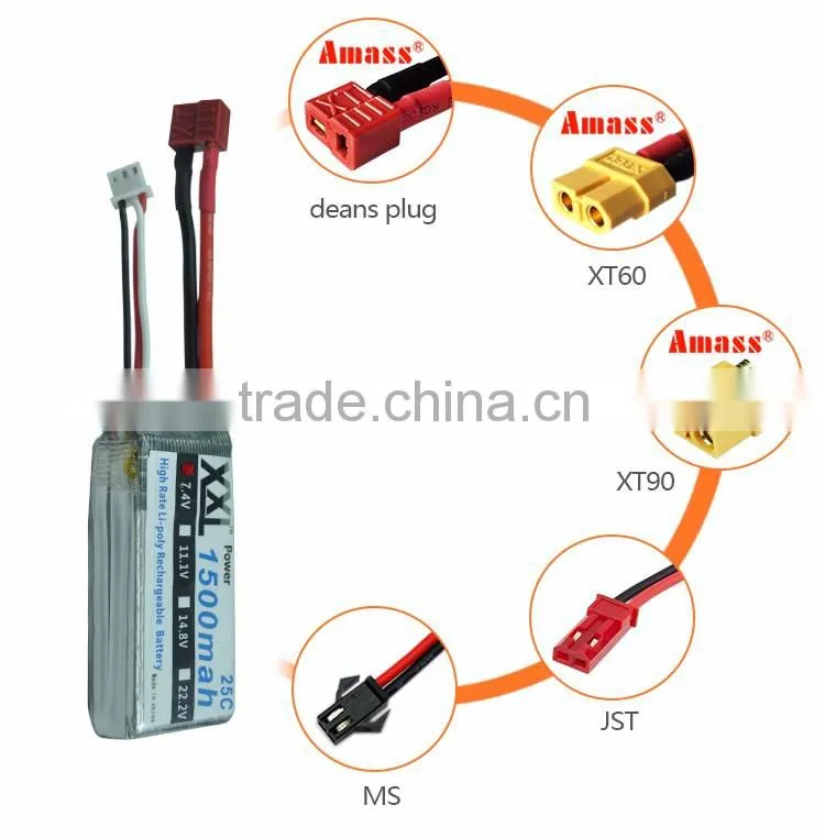 XXL Power 25C MAX 30C 2s Lipo Battery 7.4V 1500MAH AKKU Car Helicopter Quadcopter battery pack