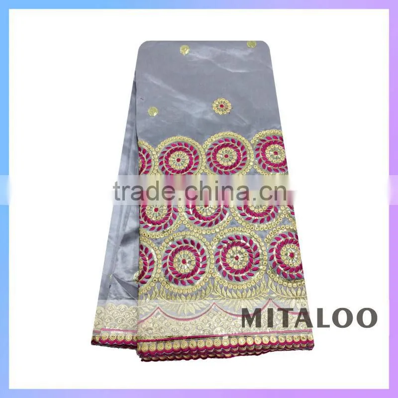 Mitaloo 2015 African Silk George Lace Fabrics Hot Selling Custom Indian African George Fabrics