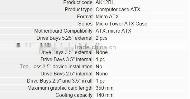 Computer Micro ATX Case AK12BL