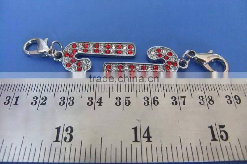 Zinc Alloy Jewelry Christmas Crutch Pendant Charm