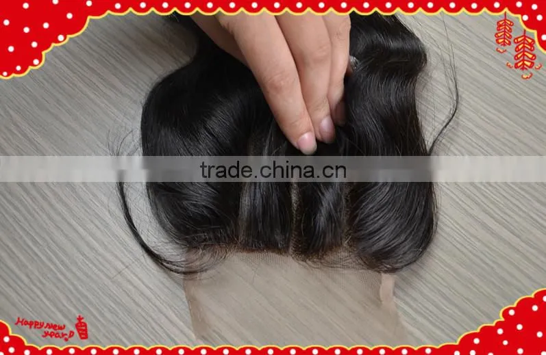 2013 New arrival peruvian hair three part silk base lace closure