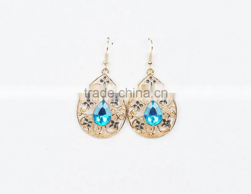 Design latest fashion earrings blue teardrop earrings metal teardrop earrings