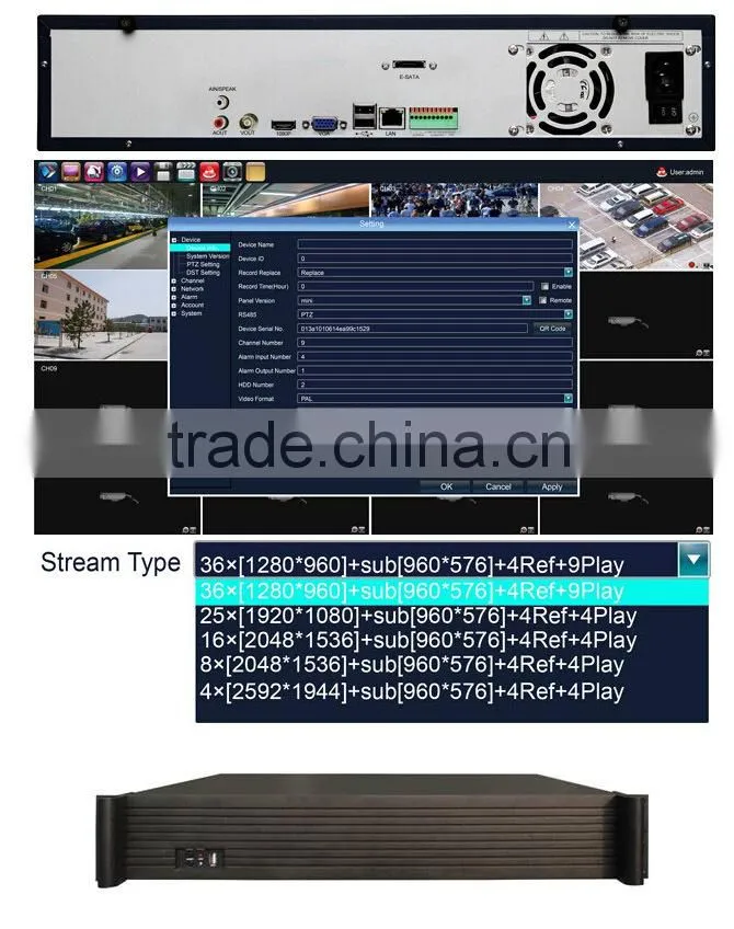 Free software Megapixel Real Time 960P 2U IP Cam Video Recorder NVR ONVIF 36CH