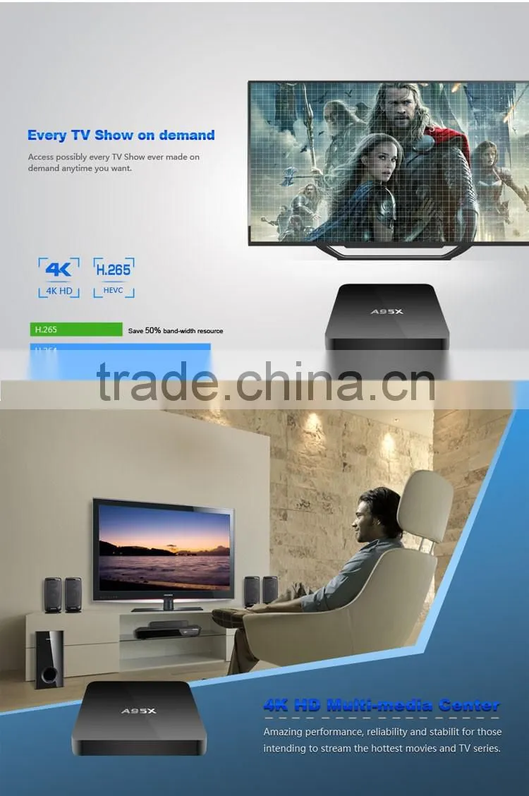 A95X new private mould tooling amlogic s905 android 5.1 box with shortcuts function remote control