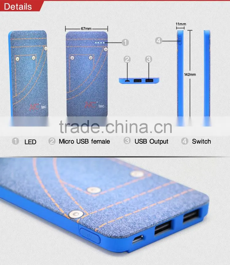 Colorful 4000mah polymer super slim powerful power bank