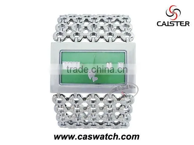 Luxury cuff watch with stainless steel quartz watch for lady