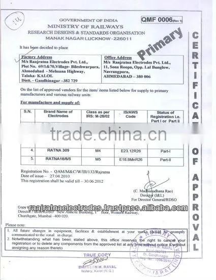 Welding Electrodes of Stainless steel