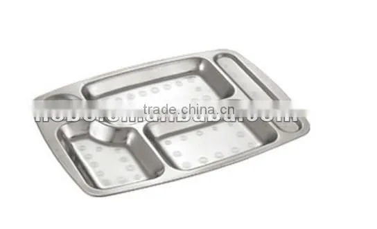 Stainless Steel 5 compartments mess tray/lunch tray