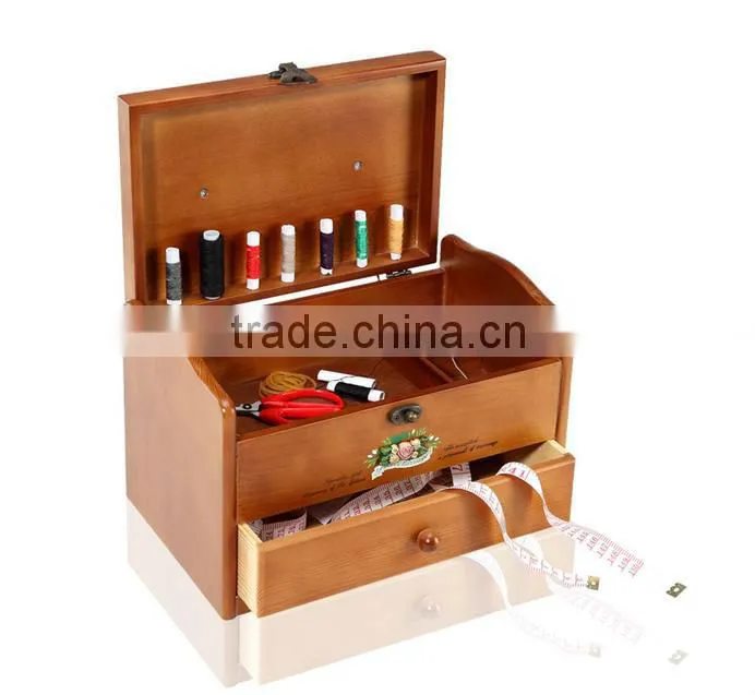 family wood sewing box