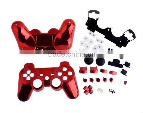 Red Chrome Faceplate for PS3 Wireless Controller Chrome housing for PS3 controller full shell and full set buttons
