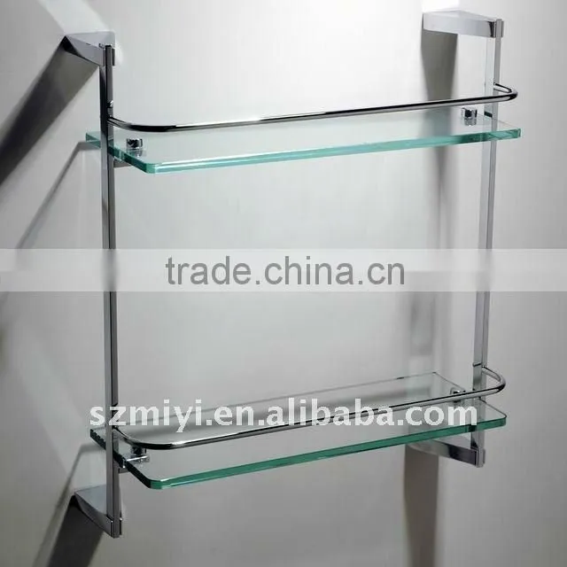 bathroom two tier glass shelf