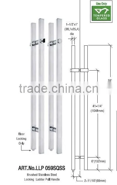 Stainless steel square glass door handle lock
