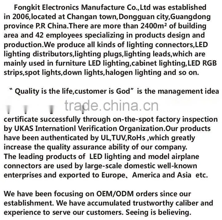 3 PIN RGB led connector High lumen interconnecting / connecting cable t5 / t8 led tube light connector