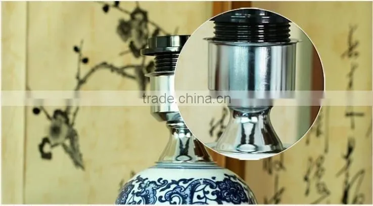 China ceramic blue and white ceramic vase bedside table lamp
