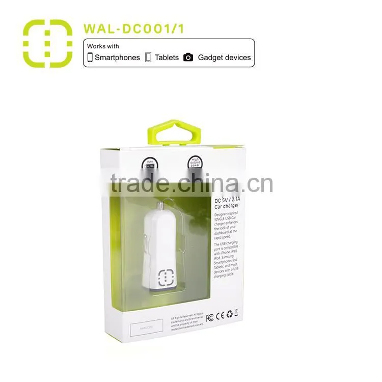 Walnut universal MFI certified car charger with 2.1A output