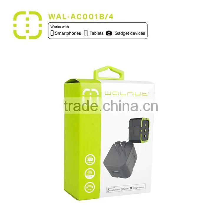 Latest Walnut 2.1A mobile phone USB main charger for smartphone